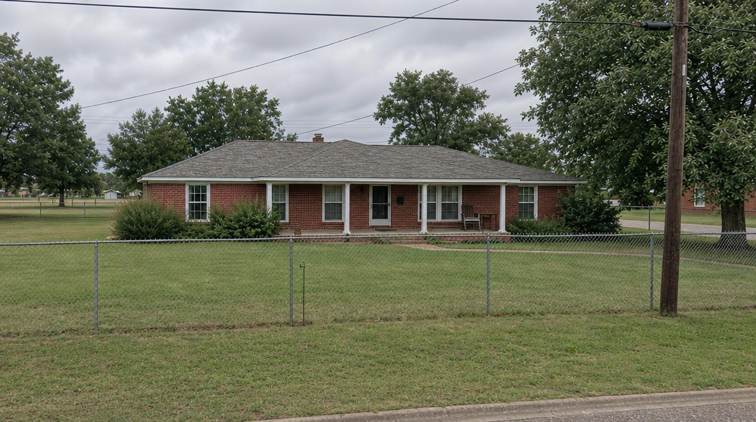Ranch-adjacent exterior establishing shot